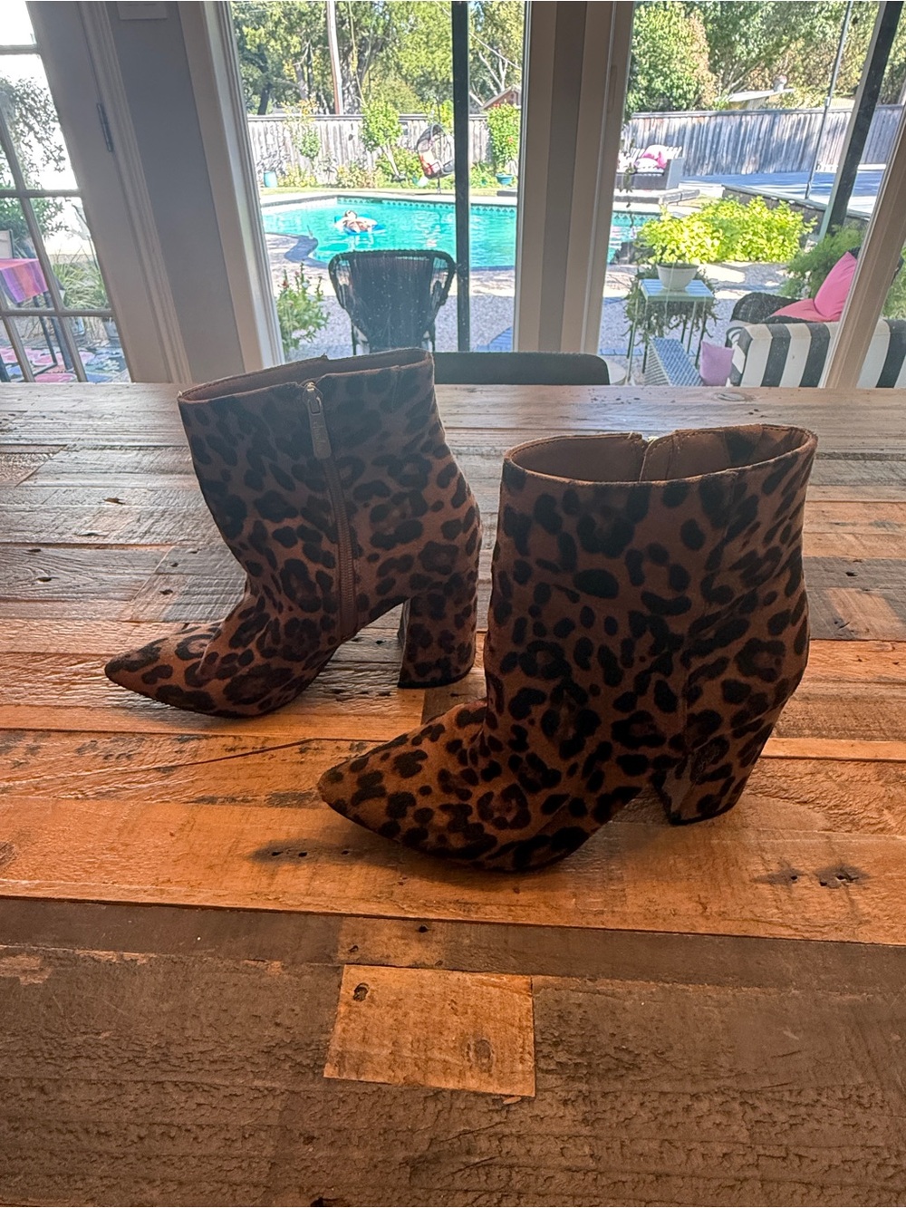 Leopard/Cheetah Print Ankle Boots - Women's Brown Leopard Booties
